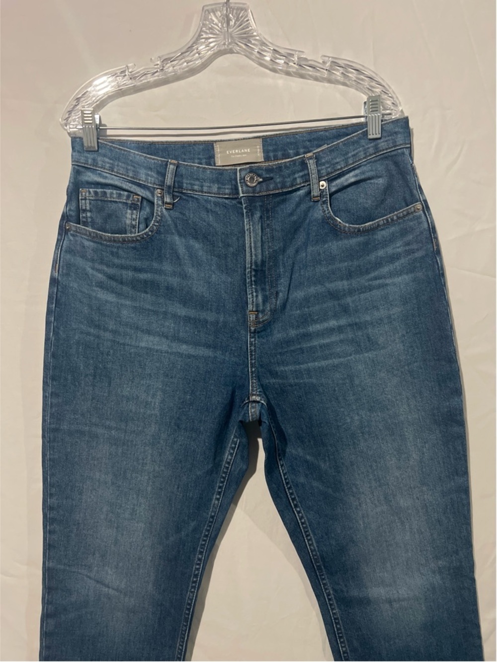 Everlane The Cheeky Jeans Women’s 31 Blue Cotton High Rise Straight Raw Hem - Picture 4 of 11